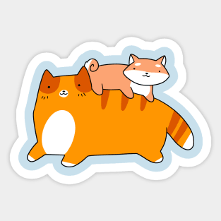 Orange Tabby and Shiba Pup Sticker